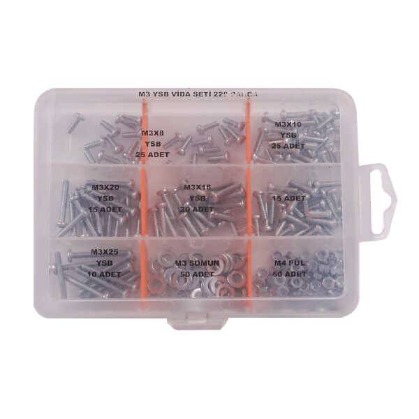 M3 YSB Vida Somun ve Pul Seti - 220 Parça - 1