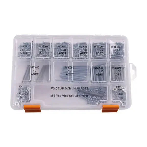 M3 YSB Vida Somun ve Pul Seti - 385 Parça - Robolink Teknoloji
