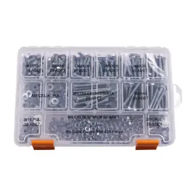 M5 Anahtar Başlı Vida Somun ve Pul Seti - 430 Parça - 1 data-big=