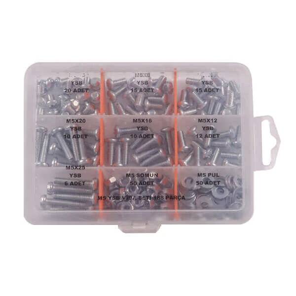 M5 YSB Vida Somun ve Pul Seti - 188 Parça - 1
