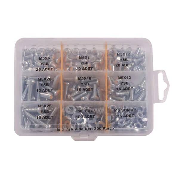M5 YSB Vida Somun ve Pul Seti - 300 Parça - 1