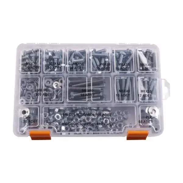 M6 Anahtar Başlı Vida Somun ve Pul Seti - 612 Parça - Robolink Teknoloji