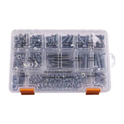 M6 Çelik Anahtar Başlı Vida Somun ve Pul Seti - 329 Parça - Robolink Teknoloji