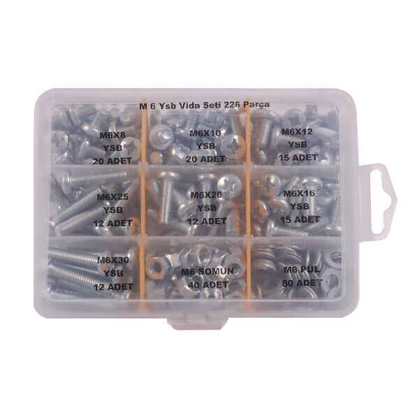 M6 YSB Vida Somun ve Pul Seti - 226 Parça - 1