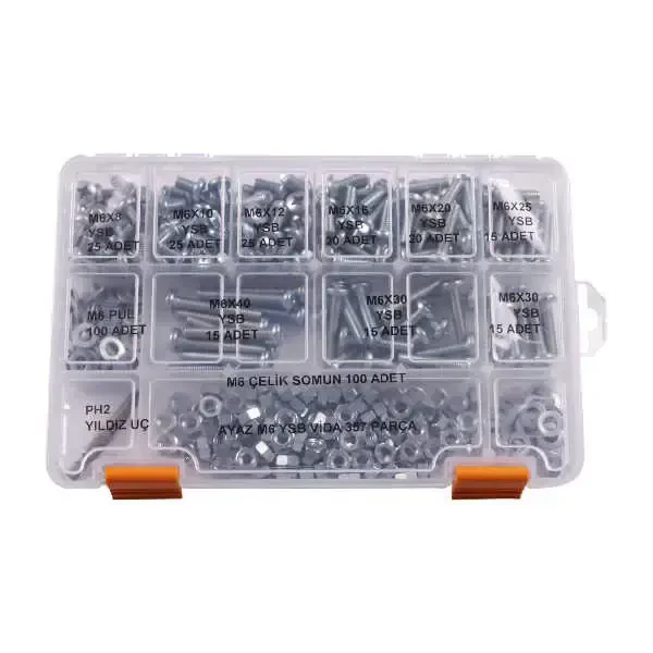 M6 YSB Vida Somun ve Pul Seti - 357 Parça - Robolink Teknoloji