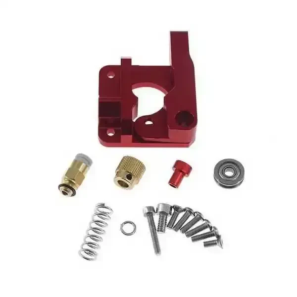 MK8 Sol El Alüminyum Extruder Blok Seti Kırmızı -1.75mm - 2