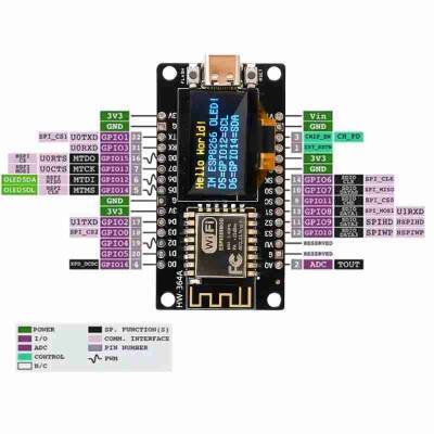 Nodemcu ESP8266 0.96 Inch OLED Wifi Geliştirme Modülü Type-C - 5 data-big=
