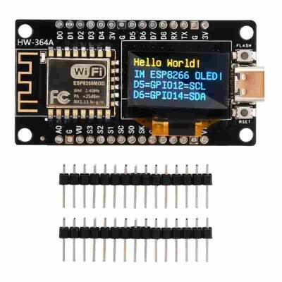 Nodemcu ESP8266 0.96 Inch OLED Wifi Geliştirme Modülü Type-C - 1 data-big=