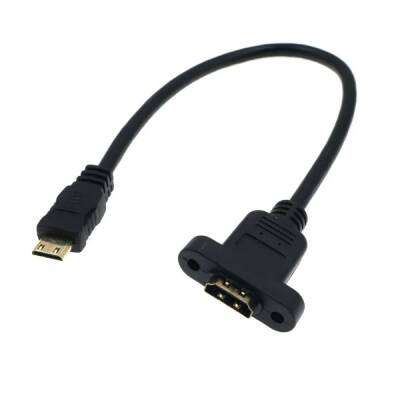 Panel Montajlı Mini HDMI to HDMI Uzatma Kablosu - 30cm - 3 data-big=