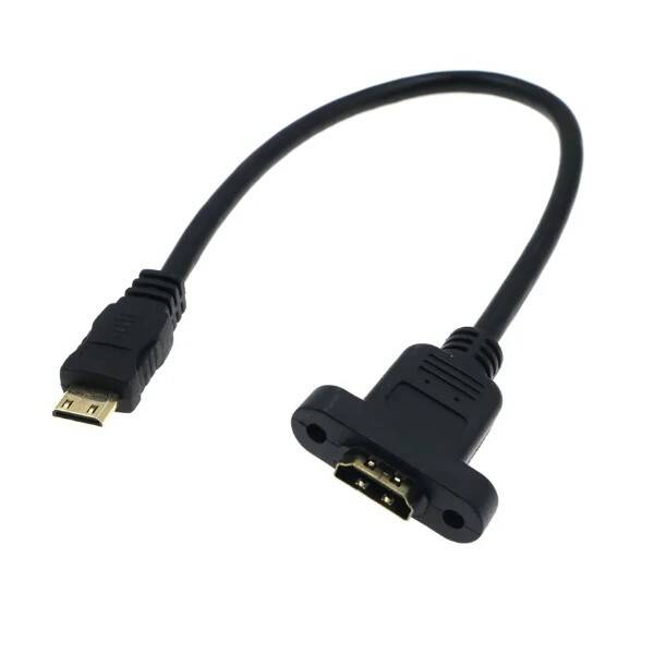 Panel Montajlı Mini HDMI to HDMI Uzatma Kablosu - 30cm - 3