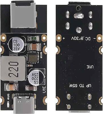 PD65W Type-C USB Qc3.0 5V 9V 12V 20V Hızlı Şarj Modülü – 2.1x5.5 Jack - Robolink (1)