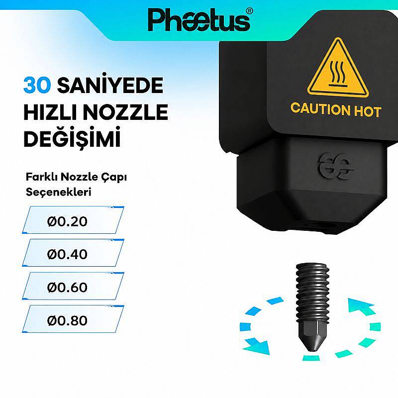 Phaetus Conch M4 Hotend - Bambu Lab H2D Uyumlu 0.4 mm Değiştirilebilir Nozzle - 2