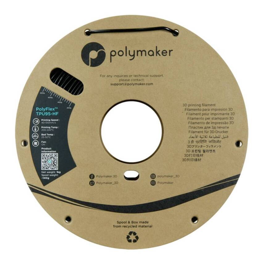 Polymaker PolyFlex TPU95-HF Filament Siyah - 2.85mm - 2