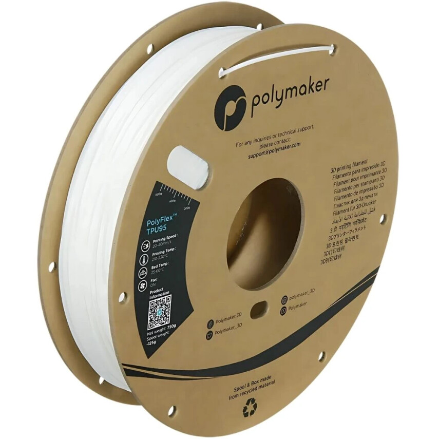 Polymaker PolyFlex TPU95 Filament Beyaz - Polymaker