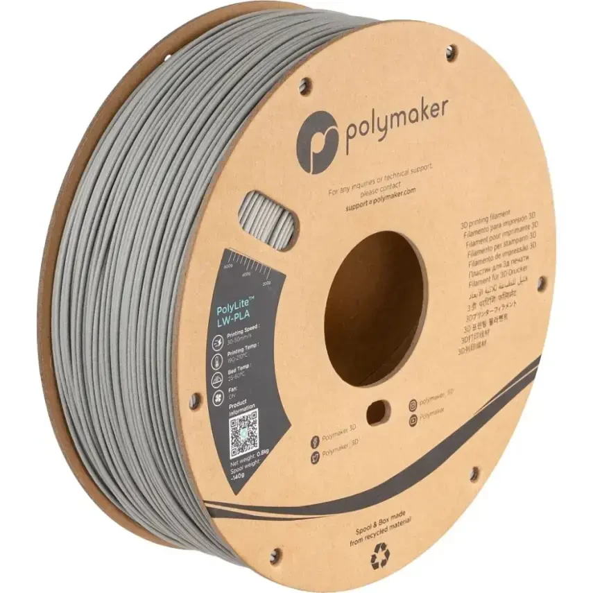 Polymaker PolyLite LW-PLA Filament Gri - 1