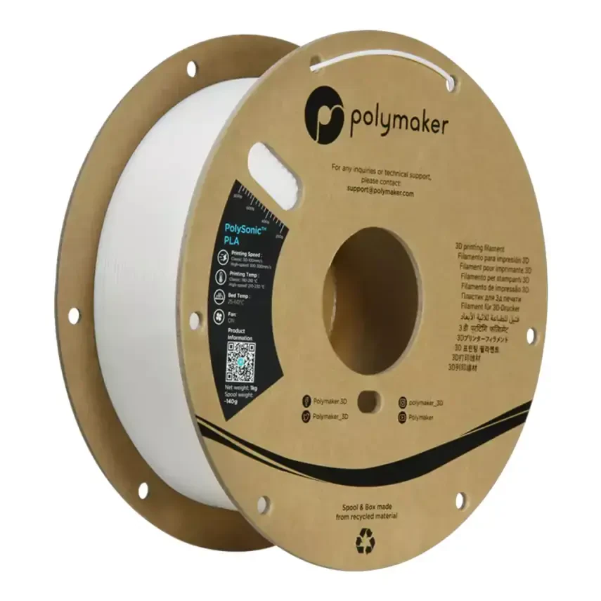 Polymaker PolySonic PLA Yüksek Hızlı Filament Beyaz - Polymaker