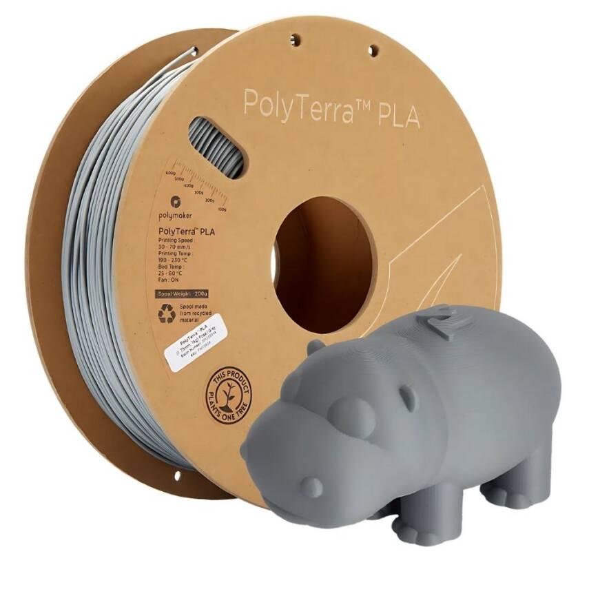 Polymaker PolyTerra Matte PLA Filament Fosil Gri - 3