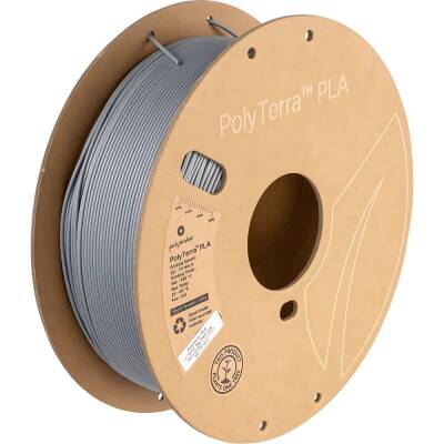 Polymaker PolyTerra Matte PLA Filament Fosil Gri 
