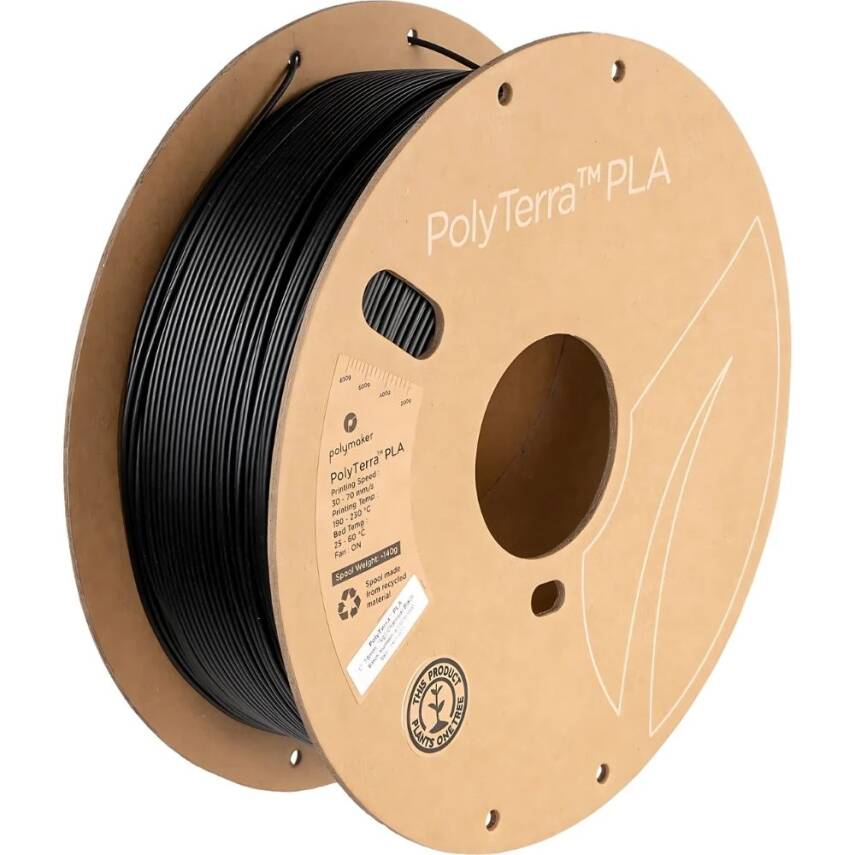 Polymaker PolyTerra Matte PLA Filament Kömür Siyah - 1