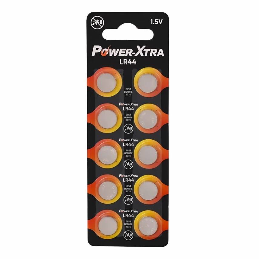 Power-Xtra LR44 Size Alkaline Buton Pil - 10lu Blister - 1
