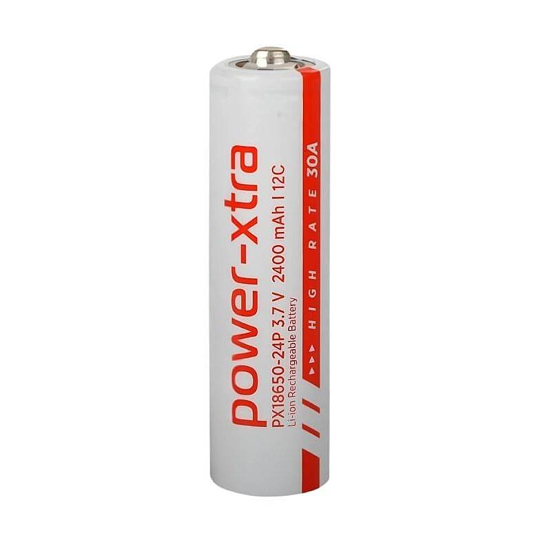 Power-Xtra PX18650-24P 3.7V 2400mAh 12C 30A Li-ion Şarjlı Pil - Başlı - 1