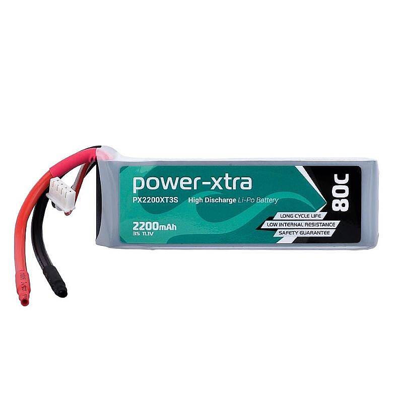 Power-Xtra PX2200XT3S - 3S1P - 11.1V 2200 mAh Li-Polymer Pil -80C - 1