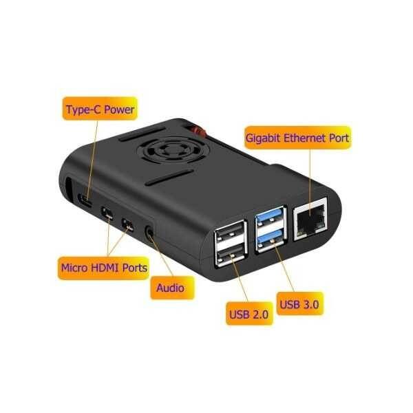 Raspberry Pi 4 Fan Case-Siyah - 4