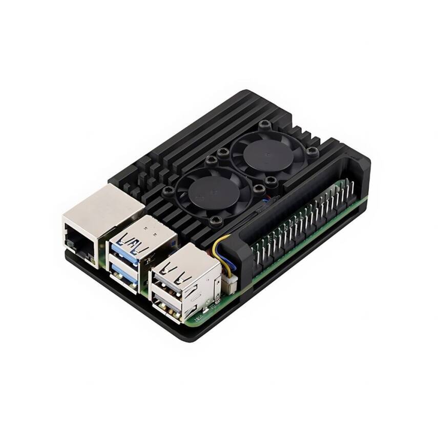 Raspberry Pi 5 Çift Fanlı Alüminyum Kasa - 1