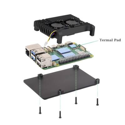 Raspberry Pi 5 Çift Fanlı Alüminyum Kasa - 6 data-big=