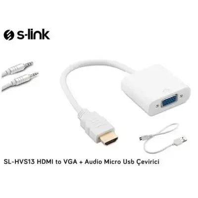 S-link SL-HVS13 HDMI to VGA + Audio Micro Usb Çevirici - S-link (1)