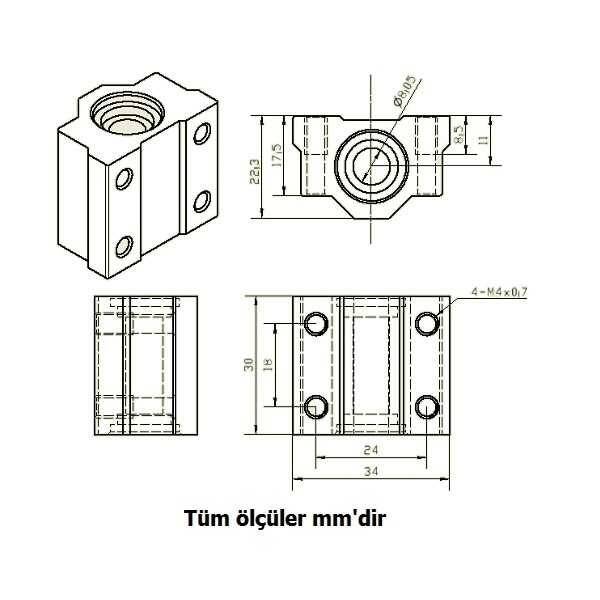 SCE8UU Linear Rulman - 4