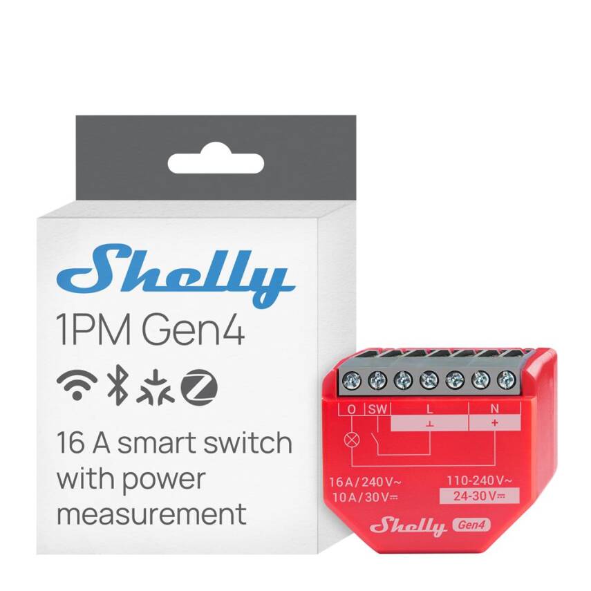 Shelly 1PM Gen4 Enerji Ölçümlü 16A Akıllı Röle - 1
