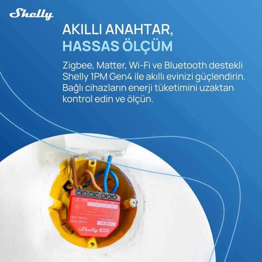 Shelly 1PM Gen4 Enerji Ölçümlü 16A Akıllı Röle - 3