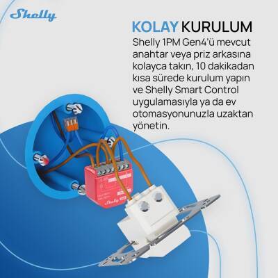 Shelly 1PM Gen4 Enerji Ölçümlü 16A Akıllı Röle - 6 data-big=