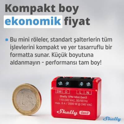 Shelly 1PM Mini Gen3 Enerji Ölçer Röle - Shelly (1)