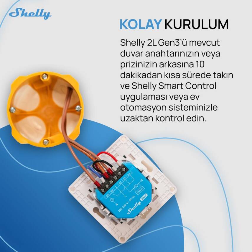 Shelly 2L Gen3 Nötrsüz 2 Kanallı Akıllı Röle - 6