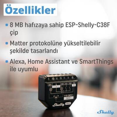 Shelly 2PM Gen3 Enerji Ölçümlü 2 Kanallı Akıllı Röle - 2 data-big=