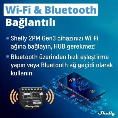 Shelly 2PM Gen3 Enerji Ölçümlü 2 Kanallı Akıllı Röle - 3 data-big=