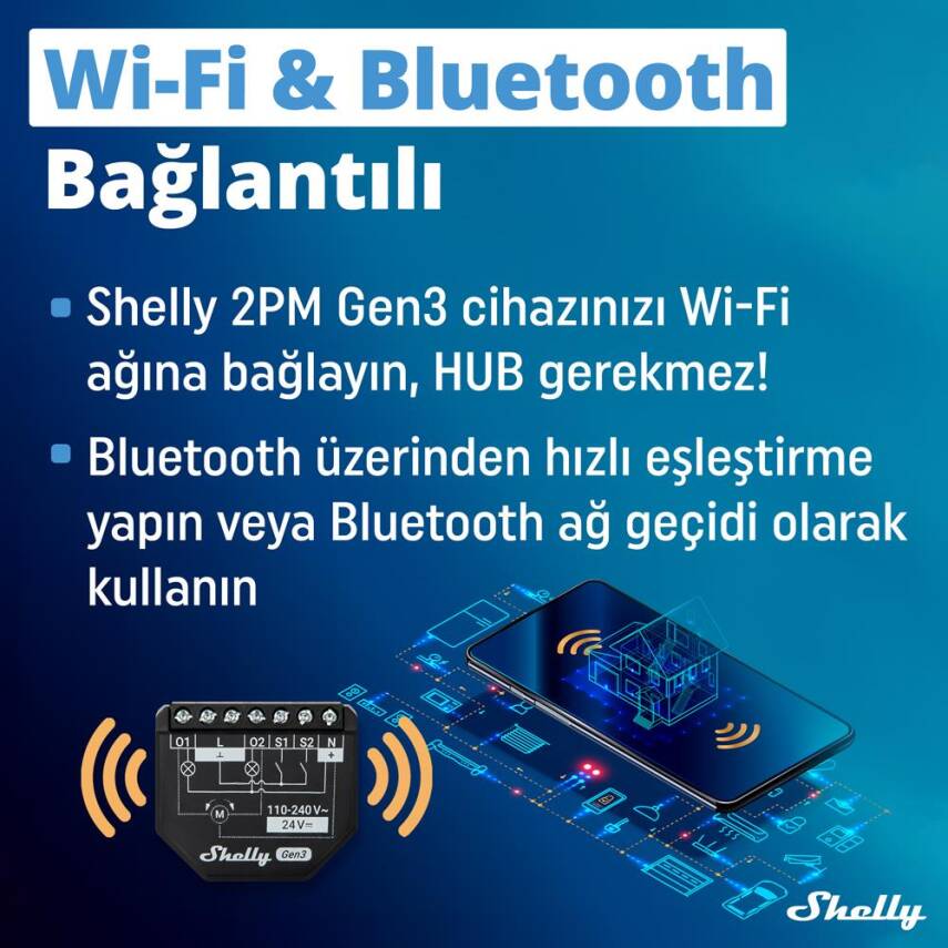Shelly 2PM Gen3 Enerji Ölçümlü 2 Kanallı Akıllı Röle - 3