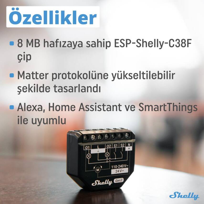 Shelly 2PM Gen3 Enerji Ölçümlü 2 Kanallı Akıllı Röle - 2