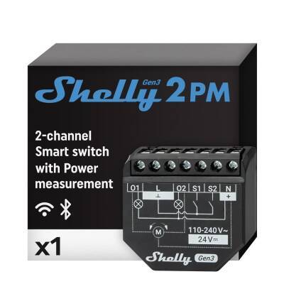 Shelly 2PM Gen3 Enerji Ölçümlü 2 Kanallı Akıllı Röle - 1 data-big=
