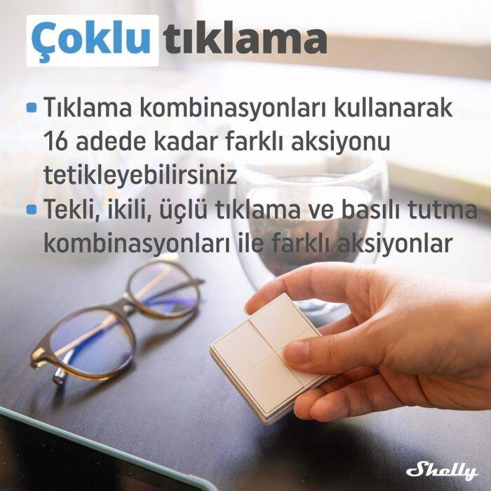 Shelly BLU 4 Butonlu Duvar Anahtarı - 4
