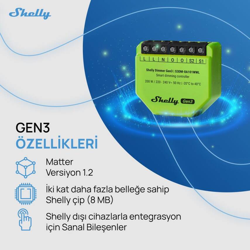 Shelly Dimmer Gen3 Akıllı Led Dimmer Kontrol Rölesi - 2