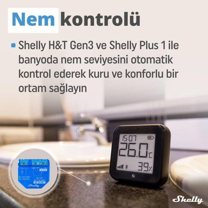 Shelly H&T Gen3 WiFi Sıcaklık ve Nem Sensörü - 7