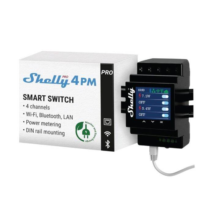 Shelly Pro 4PM Dört Kanal Enerji Ölçer Röle - 1