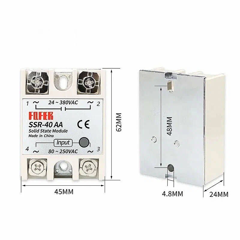 SSR-40AA Solid State Röle 40A - 80-250VAC / 24-380VAC - 3