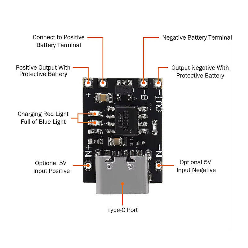 TP4056 Mini Type-C 1A Lityum Pil Şarj Modülü - 3