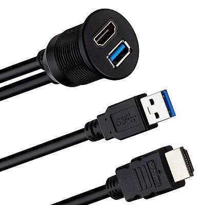 USB 3.0 + HDMI Panel Montaj Uzatma Kablosu Gömme Tip - 2 Metre - 2 data-big=