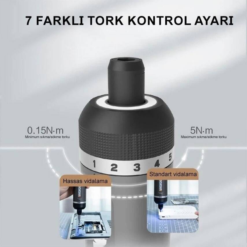 WORX Şarjlı Tornavida WX242 4V2Ah Li-ion Akıllı Tork Ayarlı + 30 Adet Bits Uç - 4