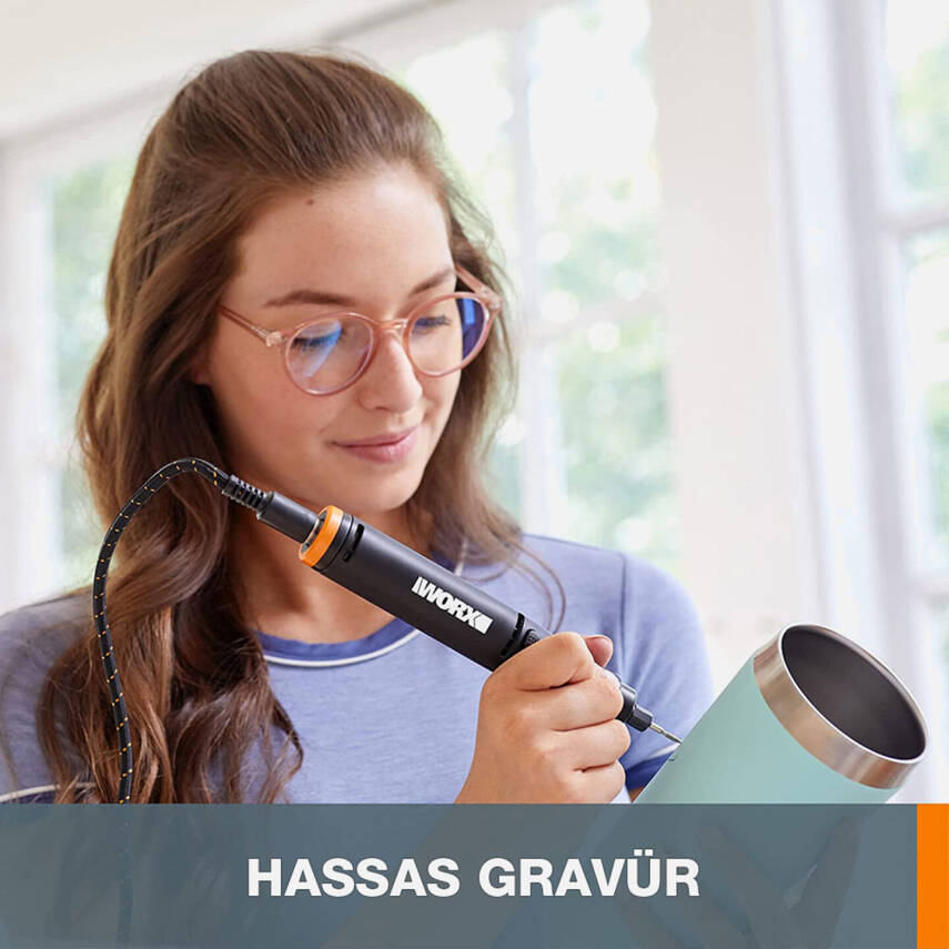 WORX WX739 MAKERX 20Volt 2.0Ah. Kömürsüz Profesyonel Kalem Tipi Devir Ayarlı Gravür Seti + 34 Parça aksesuar - 3